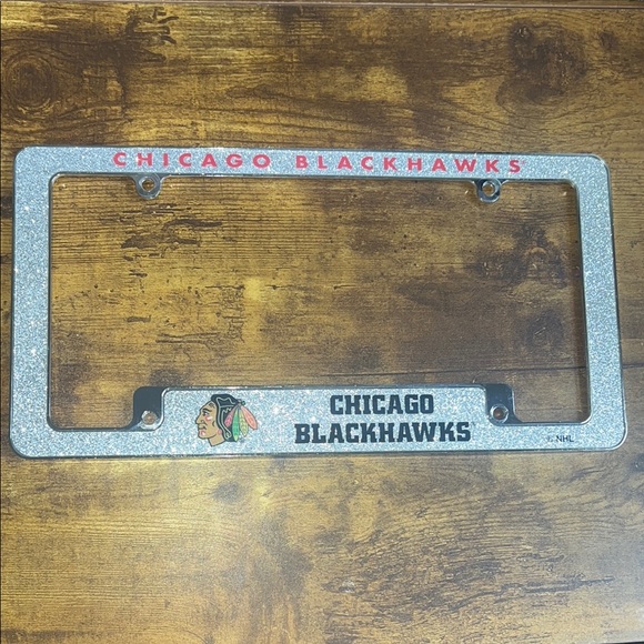 Chicago Blackhawks Glittered License Plate Frame - Picture 1 of 8